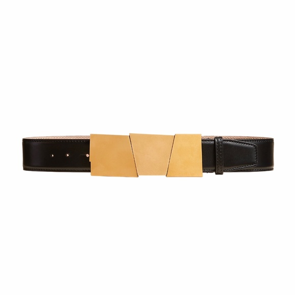 KHAITE Medium Axel Belt in Black Leather / Gold Size 80 main image 12